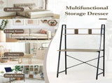 CARLA HOME Ladder Desk with Shelves - Steel Frame - Oak - 84cm - Brown - Study Desk V178-36434