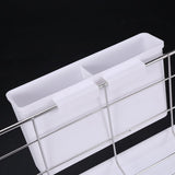 Stainless Steel Dish Drainer Drying Rack With 3-Piece Set Removable Rust Proof Utensil Holde For V1366-AZ2-W-16288