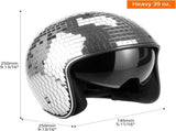 Disco Ball Helmet Party Decoration with Retractable Visor and Cowboy Hat Design - Handmade Glitter V1258-DP02-C-2165