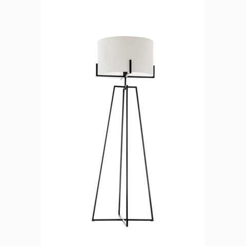 Modern Dimmable Floor Lamp w/ Linen Shade Designer Bedroom Lighting - Matte Black V563-75181