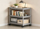 Rolling Storage Rack, 4 Tier Plastic Shelving Unit with Wheels and Hooks, Mobile Organizer for V1192-AZ-W-31730