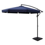 Instahut 3m Outdoor Umbrella w/Base Cantilever Garden Beach Patio Navy UMB-BAN-F-50N-COM-NA