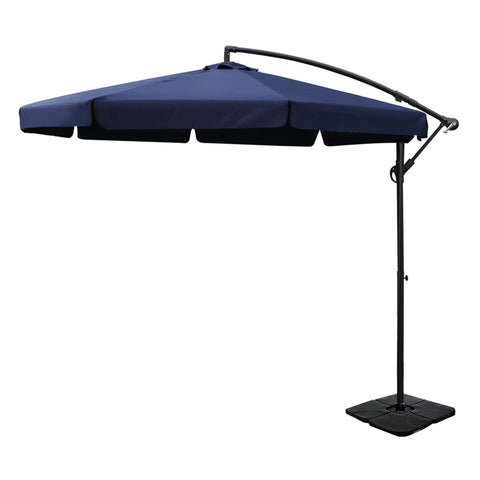 Instahut 3m Outdoor Umbrella w/Base Cantilever Garden Beach Patio Navy UMB-BAN-F-50N-COM-NA