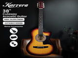 38in Karrera Acoustic Guitar Steel Strings Carry Bag Shoulder Strap Sun Burst CC38-3TS