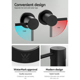 Cefito Basin Twin Tap Wall Round Brass Faucet Shower Bathtub Black TAP-A-TAPS-RO-BK
