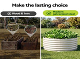 Green Fingers Round Metal Raised Garden Bed 90x45cm Planter Box White GARDEN-AG-ROU-9045-WH