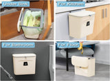 Hanging Kitchen Compost Bin with Lid for Cabinet Door or Wall, No-Drill Adhesive Mount, Odor-Proof & V1107-CS-GBSLJTM