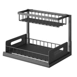 2-Tier Storage Shelf Spice Rack for Kitchen Bathroom Drawer Organization, Black V1188-MS-325-0799