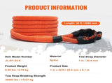 25.4 mm x 6.1 m Kinetic Recovery Tow Rope 17237 kg, Heavy-Duty Off Road Snatch Strap, Extreme Duty V952-SZNL1IN20FT0HUP3WV0