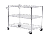 Kitchen Utility Cart, 3 Tiers, Wire Rolling Cart with 300kg Capacity, Steel Service Cart on Wheels, V952-WGCFTCCB30X184GWTV0
