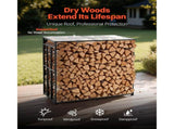 Firewood Rack with Sloped Roof, 143cm Outdoor Firewood Holder, 1/4 Cord Log Storage Shed, 299kg Max V952-HWDCJ4FT20MMZB5Q6001V0