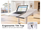 Artiss Mobile Lectern Stand, Adjustable Sit-to-Stand Presentation Podium w/ Wheels White LPS-HY04-125-WH