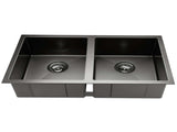 Cefito Kitchen Sink 77X45CM Stainless Steel Basin Double Bowl Black SINK-BLACK-7745