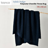 Bianca Sofala Indigo Polyester Chenille Throw Rug 130 x 170 cm V442-BCA-THROW-SOFALA-INDIGO-RE