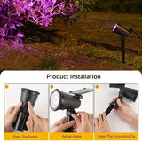 3PCS Solar outdoor spotlight, IP65 waterproof and weather-resistant, 9 LEDs with multi-color/white V1232-CPDCD-006