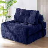 Convertible Folding Sofa Bed with Pumpkin Design, Corduroy Fabric, 3D Tufted Backrest, and V1341-ZY-4R2LKY7H-ROYALBLUE