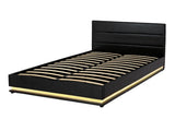 Artiss Bed Frame King Single Size LED Gas Lift Black LUMI BFRAME-G-LED-LUMI-KS-BK-ABC