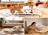 Multi-Functional Cat Claw Care Enrichment Box Durable Wood Scratcher & Interactive Puzzle for V1188-MS-525-001