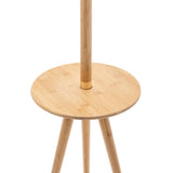165cm Adjustable Bamboo Tripod Floor Lamp Light with Linen Shade & Built-In Table V563-75132
