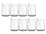 Drinking Glass Cups Set Reusable Straw Can Shaped Transparent Glass Coffee Cups with Lid for Home V1294-YM0901-3118240153511