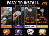 5 Pack Halloween Pumpkin Window Lights, Battery-Powered Halloween Decorations with Suction Cups, 8 V1107-124-99720-ORG3