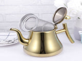 Golden Stainless Steel Teapot with Inner Strainer for Kitchen Use Easy Grip V1192-AZ-W-29742
