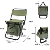 Black Portable 3-in-1 Folding Camping Chair with Storage Bag, Backrest, and Insulated Cooler for V888-ELOSUNG13304