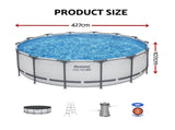 Bestway Swimming Pools 427cm x 107cm Steel Above Ground Round Backyard Pool Set White BW-POOL-R-427-56949