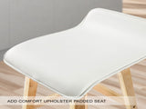 2X Wooden Bar Stool Dining Chair Leather SOPHIA 74cm WHITE V274-FT-WBSPU-84WH2