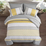 Floral Stripes Comforter Set, King Size, Deluxe 3-Piece Bedding with Pillowcases V745-MAB010939AJ3