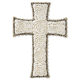 Handcrafted Weave & White Shell 'Flower' Wall Hanging Cross 16x3cm V637-33797CRS