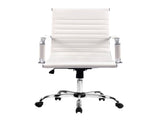 Artiss Office Chair Conference Chairs PU Leather Mid Back White OCHAIR-H-8147-WH