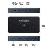 Simplecom KM320 2-Way SuperSpeed USB Switch 4-Port Hub with USB-C USB 3.0 5Gbps V28-SIMKM320