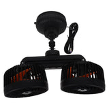 Dual Head Black Car Fan with Suction Cup for Dashboard and Window Adjustable 360 Degree Rotation V1369-AZ3-W-13125
