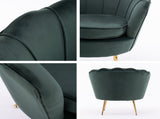 Armchair Lounge Chair Accent Velvet Shell Scallop Ottoman Footstool Round GREEN V274-FT-VAC-ST-1596-GN