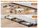 Under Storage with Wheels,XXL 60L Under Storage Containers with Clear Lids, Rolling Under V1107-127-30550-BLK-60L