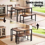Artiss Dining Table and Chairs Set of 4 Bench Kitchen Furniture Rustic Brown DSET-D-BH25-BR