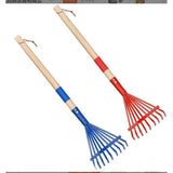 3-Section Adjustable Leaf Rake with Wood & Plastic Handle, Lightweight Small Garden Tool for Yard V1370-AZ4-17149