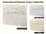 Embroidered Tablecloth - 150x225cm Oblong BRIGHT WHITE V442-GNA-TABLEC-CHERRA-225-WHITE