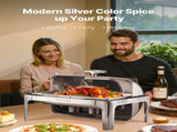 Roll Top Chafing Dish Buffet Complete Set, 9 Qt 1 Pack Stainless Steel Chafer with 2 Half Size Pans, V952-ZFXQFGK1JTYS0BDQ9V0