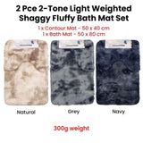 2 Pce 2-Toned Extra Light Weighted Shaggy Fluffy Bath Mat Set Navy V442-ABR-BATHM-LIGHTWEIGHTSHAGGY-NAVY-RE