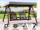 Gardeon Outdoor Wooden Swing Chair with Canopy Middle Table Charcoal GSC-W2S-CUP-CC-AB