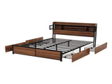 Artiss Double Bed Frame with Charging Station 4 Drawers Storage Oak MBED-D-EVA-D-WD-AB