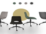 2 Set Office Desk Chair - Loop Yarn Fabric Home Swivel Chair Cut-Out Seat HALO BLACK V274-FT-VOC-002BK-LBK2