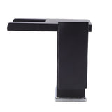 LED Bathroom Sink Faucet Black Waterfall Single Hole Handle Vanity Faucet with 2 Water Pipes V1294-YM0901-3112260003111