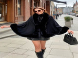 Imitation Mink Collar Knit Shawl Autumn/Winter Retro Cape, Elegant, Versatile, and V1232-FLDMWT001