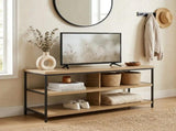 CARLA HOME Tv Stand 3 Tier Open Shelf Entertainment Console - Brown - Rustic - Steel V178-36429