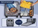 Wanderlite 20" Luggage Suitcase Front Pocket Travel Carry On Dual TSA Navy LUG-ABS-POK-20-NA