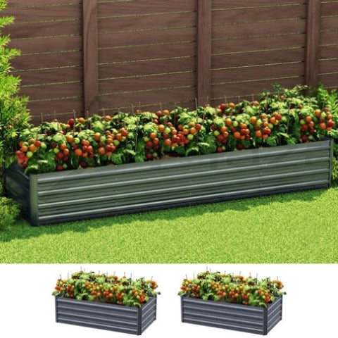 Green Fingers Garden Bed 240X80X45cm Planter Box Raised Container Galvanised Herb GARDEN-AG-45-12-FC2