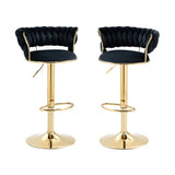 SERENIT Black Velvet Seat Kitchen Breakfast Bar Stools Counter Height Barstools with Back Cushioned V255-GP1763-BLACK